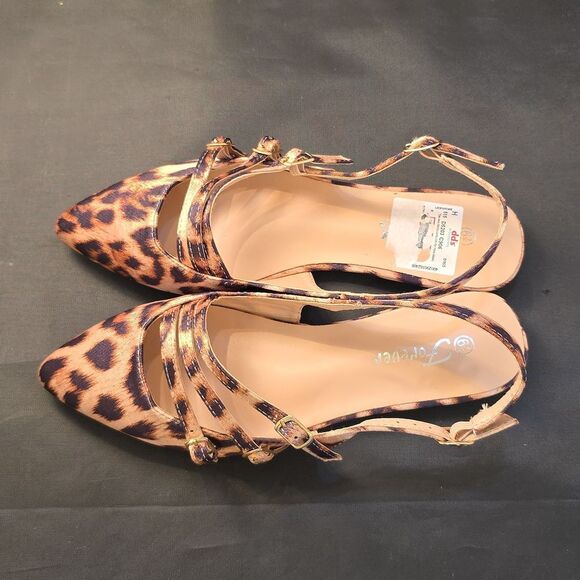 BRAND NEW FOREVER LEOPARD PRINT WOMENS SLINGBACK POINTED TOE WITH BUCKLE… - Picture 9 of 16